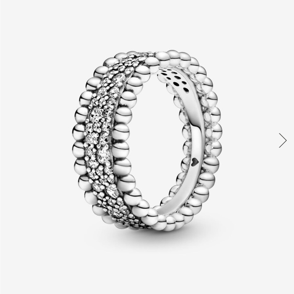 PANDORA Beaded Pavé Band Ring in Silver